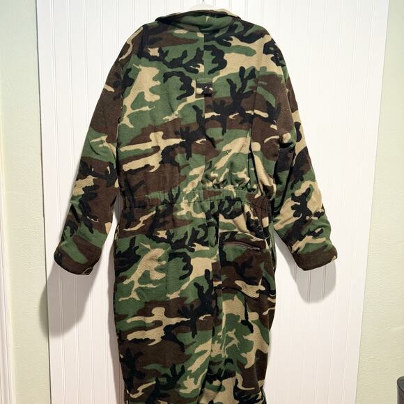 Vintage Cabelas Dry Plus Camo Fleece Coveralls Lined Made In USA Mens 2X - Picture 9 of 9